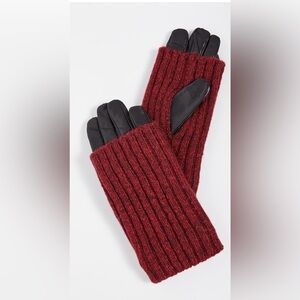 $90 MRSP | Carolina Amato | Touch Tech Wood Smoke Overlay Gloves | Red/Black | M